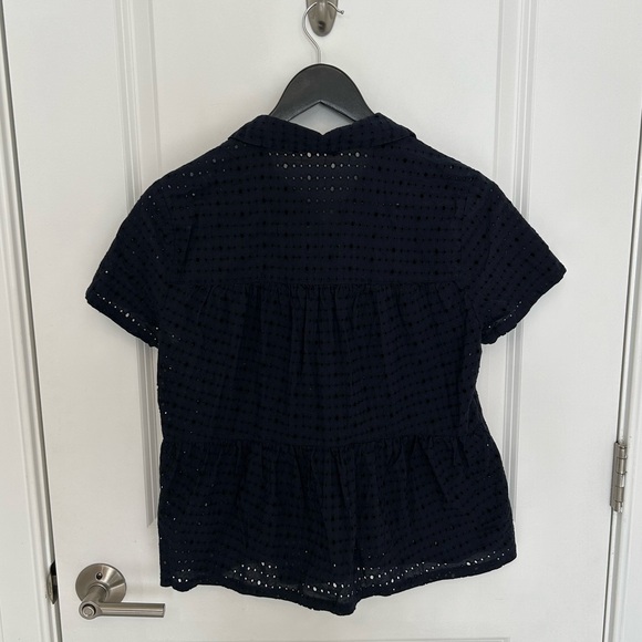 Madewell Eyelet Seamed Button-Down Shirt in Deep Navy - Picture 9 of 9